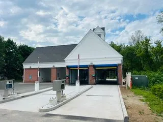 Car wash building entrance lanes after painting