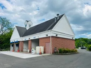 Car wash building exterior after painting corner view