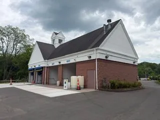 Car wash building exterior after painting side view